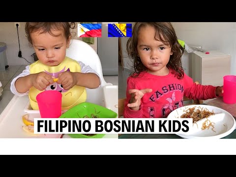 Filipino Bosnian Kids eating a Filipino Food Called Pancit | FILIPINO FOOD