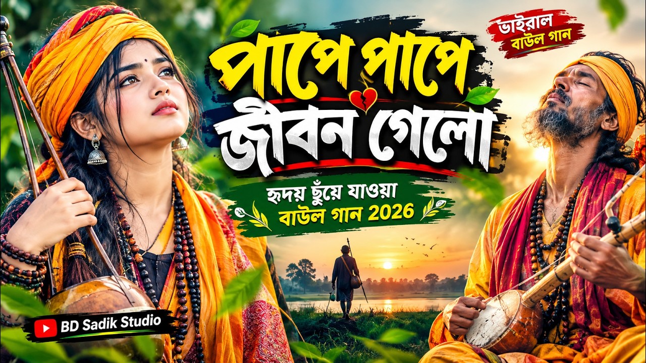পাপে পাপে জীবন গেলো | হৃদয় ছুঁয়ে যাওয়া বাউল গান 2026 | Bangla Baul Song | BD Sadik Studio