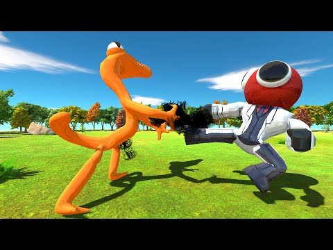 Rainbow Friends Orange vs Rainbow Friends Red - Animal Revolt Battle Simulator
