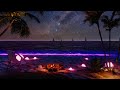 Purple Beach Night Ambience Ocean Sound For Sleep Campfire ASMR