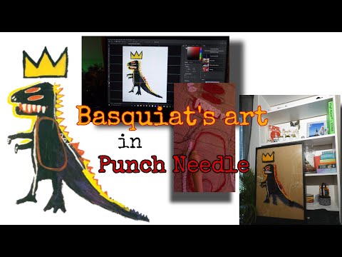 Gold Dragon of Basquiat in Punch needle