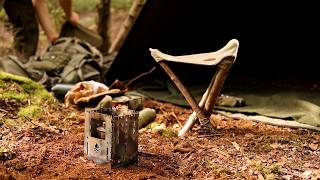 Allein im Birkenwald – Übernachtung im Lavvu mit Wolle, Eisenpfanne und selbst geschnitztem Löffel