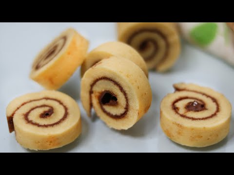 ফ্রাইপ্যানে 4-5 মিনিটে তেল/বাটার/বিটার ছাড়া তৈরী ঝটপট সুইস রোল কেক I 5min cake Bangla I Nasta Recipe Video