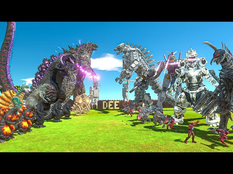 All Godzilla + GODZILLA 2021 VS MechaGodzilla x Gundam + Mecha Team - Animal Revolt Battle Simulator