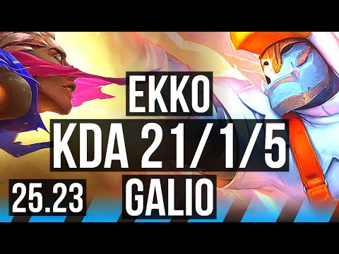 EKKO vs GALIO (MID) | 21/1/5, 59k DMG, Legendary | EUW Master | 25.23