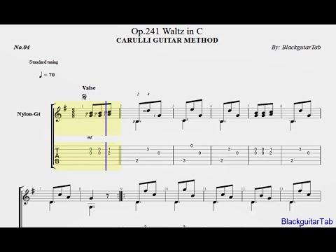Carulli Guitar-Op.241 Waltz in C (No.4)/BlackguitarTab