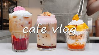 🥭Cafe Vlog Collection/Taste The Hype - Fresh Mango Parfait💛Cafe Vlog/ASMR/카페브이로그/no bgm
