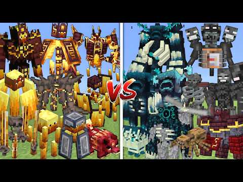 EPIC BATTLE: ALL BLAZES VS ALL WARDENS & WITHER SKELETONS MOBS BATTLE IN MINECRAFT