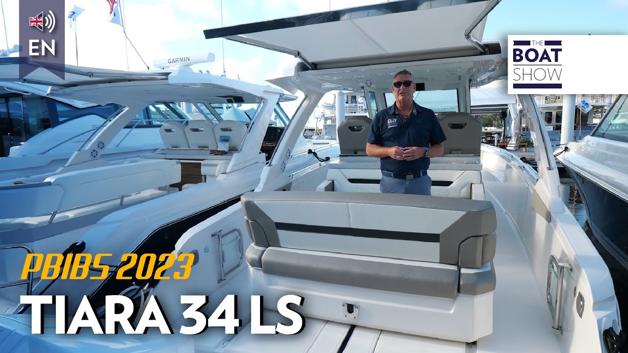 NEW TIARA 34 LS seen at the Palm Beach Boat Show 2023