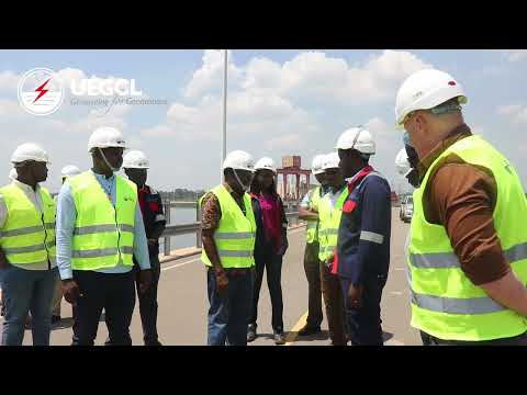 The Chairperson steering committee Eng. Badru Kigundu inspects remedial works at Isimba HPP