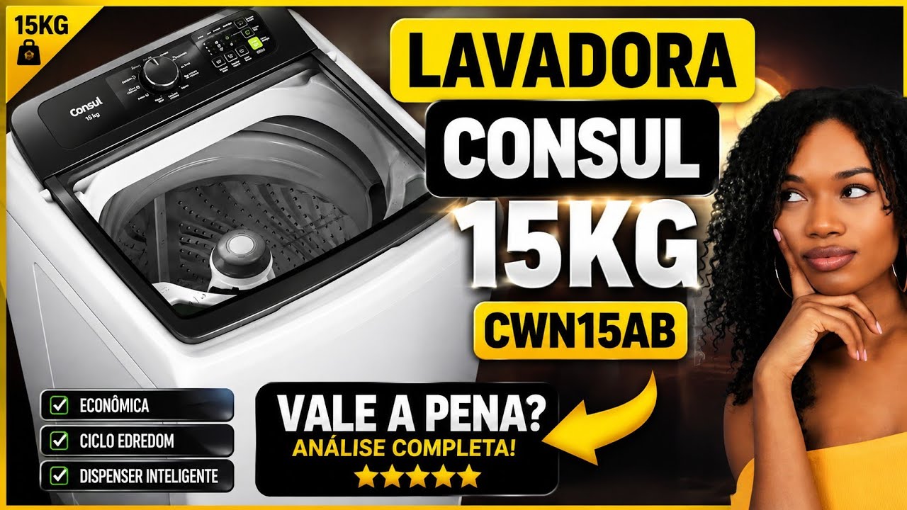 Miniatura da avaliação em vídeo de Máquina De Lavar Consul CWN15AB 15kg Branca