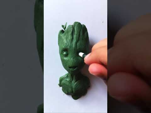 Sculpting Baby Groot from the movie 'Guardians of the Galaxy' #Shorts