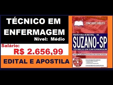 Baixar Edital Apostila Concurso Prefeitura de Suzano SP 2019 Cargo Técnico em Enfermagem