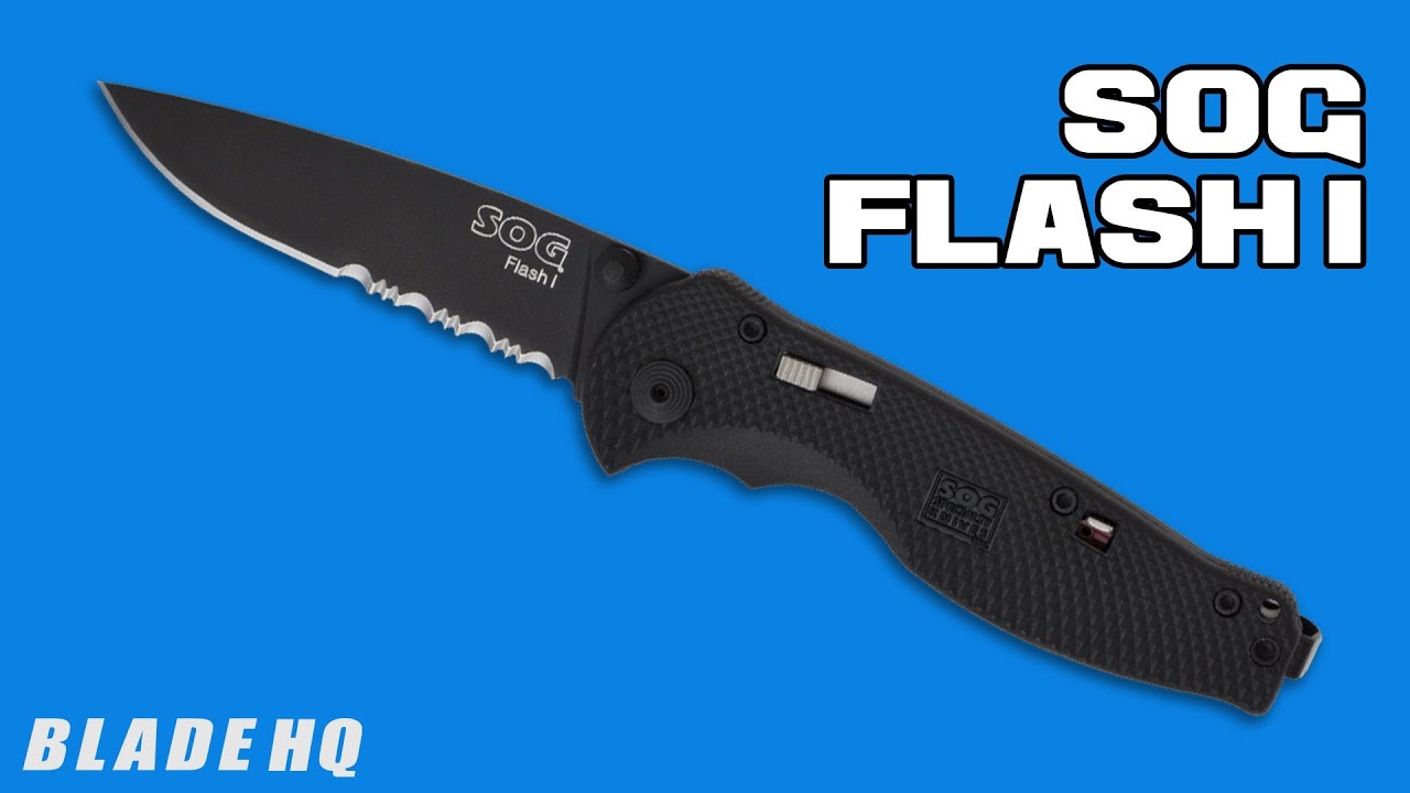 SOG Flash I Assisted Opening Knife Aluminum (2.5" Satin Serr) SGFSA-97