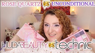 ¿Cuál es cuál? Rose Cuartz vs Unconditional. Huda Beauty vs Technic. Guerra de paletas!#hudabeauty