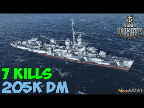 World of WarShips | Fletcher | 7 KILLS | 205K Damage - Replay Gameplay 1080p 60 fps