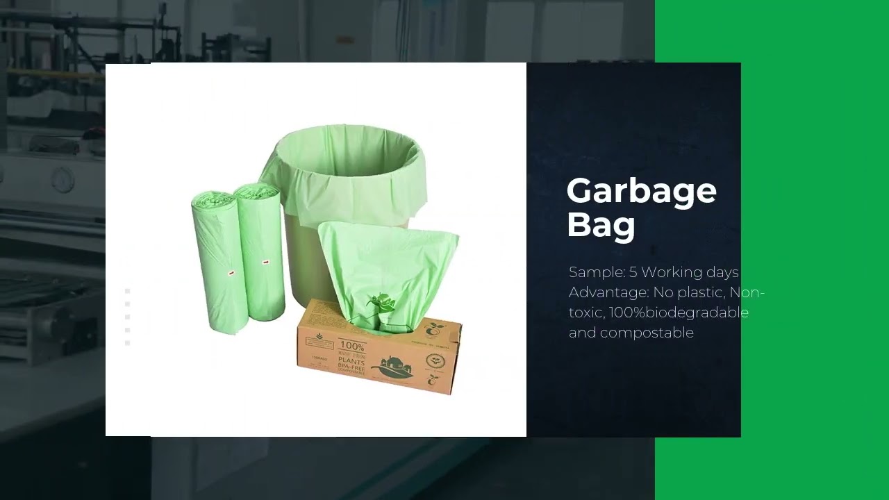 Eco Friendly 100% Biodegradable Cornstarch Trash Bags Compostable Flat Garbage Bags