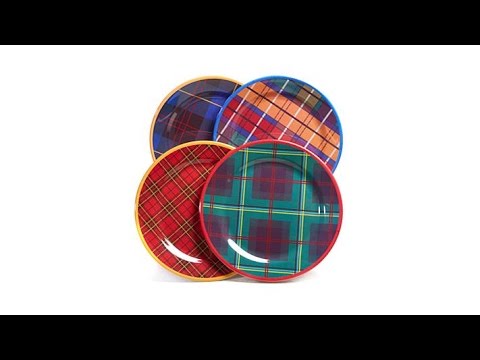 Jeffrey Banks Designer Plaid 4piece Dinner Plates