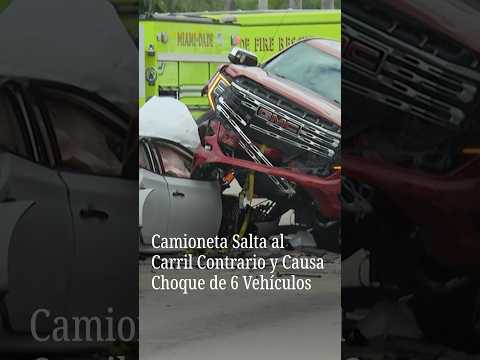 Camioneta salta al carril contrario y provoca choque de seis vehículos en Miami