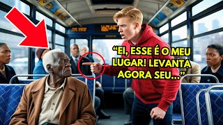 JOVEM RACISTA OBRIGA IDOSO NEGRO E EXIGE ELE SAIA DO SEU LUGAR, MAS QUANDO ELE REVELA SUA IDENTIDADE