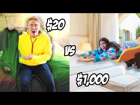 $20 HOTEL VS $ 1,000 HOTEL BUDGET CHALLENGE!