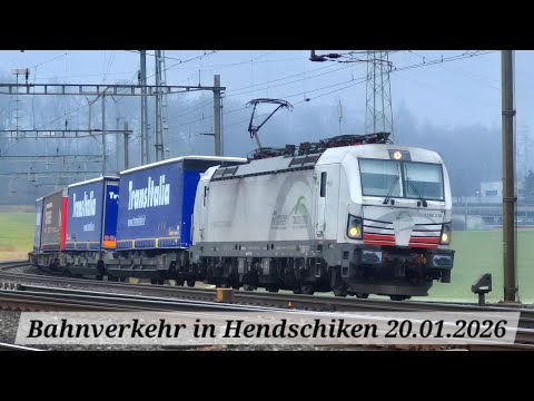 Bahnverkehr in Hendschicken 20.01.2026 (Gotthard-Güterzug)