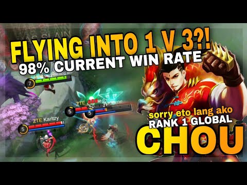 FLYING into 1 VS 3?! MVP Chou Gameplay~ Top 1 Global Chou sorry eto lang ako