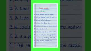 Essay On Summer Vacation/Summer Vacation Essay in English/10 Lines On Summer Vacation in English