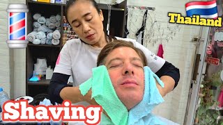 💈Safety Razor Precision! 🪒 Skilled Female Barber Shave in Pattaya, Thailand 🇹🇭