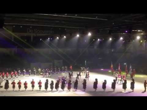 RCMP Royal Canadian mounted Police pipes and drums & Dancers International Tattoo Belgium 2014