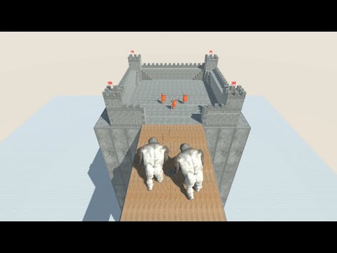 3 ROMANUS Heroes in Sky Castle vs Twin Monsters from ALL UNITS Animal Revolt Battle Simulator