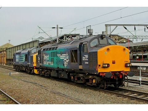 DRS 37609 & 37682 at Crewe on 0Z02 Gresty Bridge to Derby RTC 17/4/2015
