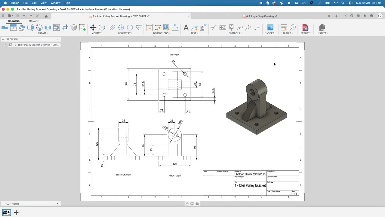 Fusion360 - F131 - How to individually PDF a drawing and download it (1m23)