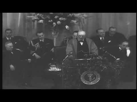 Winston Churchill delivers his "Iron Curtain" speech