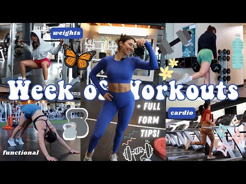 WEEK OF WORKOUTS for a Fit Hourglass Physique  | weights, functional training, cardio & form cues
