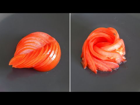 How To Make Tomato Rose. Simple and easy beautiful Tomato Flower. Decoration Carving Garnish ASMR