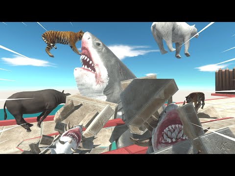 Who can Escape the Danger Mutant Megalodon Jaw Bridge - Animal Revolt Battle Simulator