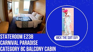 Cabin E238 a Category 8C  Balcony Stateroom on Carnival Paradise for up to 3 people