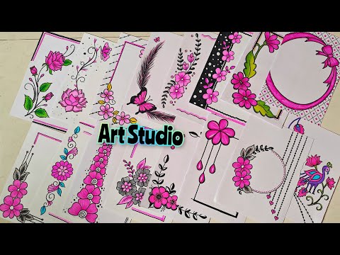 20 PINK BEAUTIFUL BORDER DESIGNS/PROJECT WORK DESIGNS/A4 SHEET/FRONT PAGE DESIGN FOR SCHOOL PROJECTS