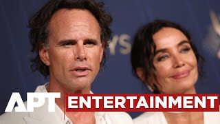 Emmy Awards: The White Lotus' Walton Goggins & Wife Nadia Conners Stun in Matching White Looks | APT
