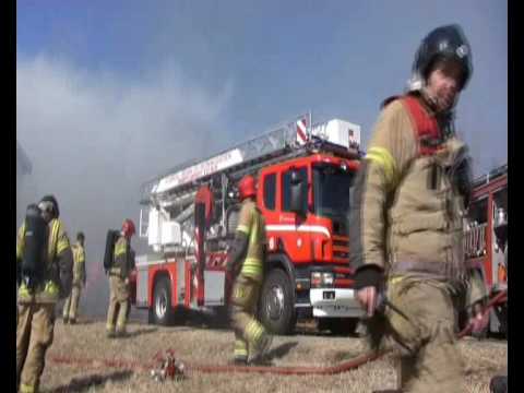 House and barn on fire - large fire