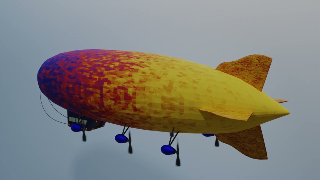 Airship PBR low poly animated 3D Model