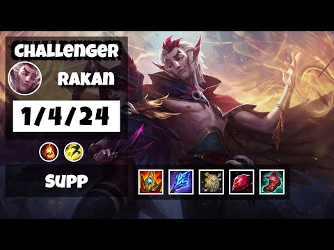 Rakan Support 11.8 Challenger Gameplay Replay - S11 (1/4/24) - KOREAN