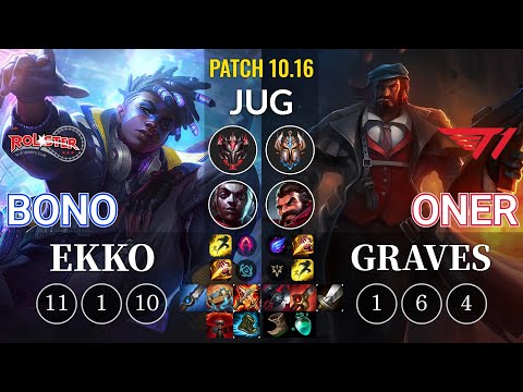 KT Bono Ekko vs T1 Oner Graves Jungle - KR Patch 10.16