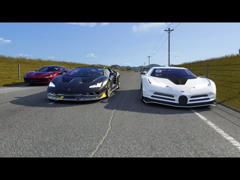 Bugatti Centodieci vs Ferrari F8 Tributo vs Lamborghini Centenario at Highlands