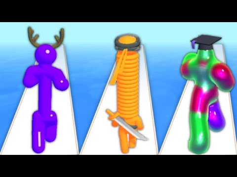 TALL MAN RUN vs LONG NECK RUN vs BLOB RUNNER 3D - Triple Game