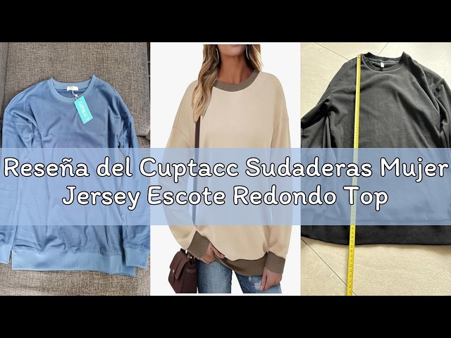 Vídeo relacionado con Cuptacc Sudadera Mujer sin Capucha Camiseta Mujer Cuello Redondo Manga Larga con Bolsillos T Shirt, Rosa, M