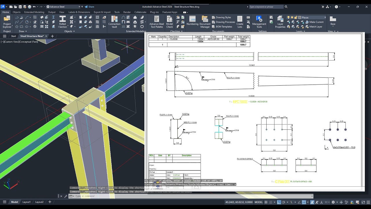 Advance Steel Tutorial - Detailing and Fabrication Drawings in Seconds! Custom Steel Sections.