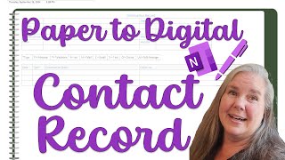 2025 Contact Record Sheet from the Franklin Planner created in OneNote
