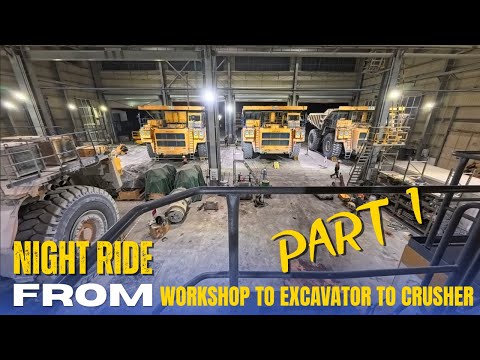 Night Shift Ride Through the Mine From Workshop to Excavator to Crusher in an XCMG XDE260 Haul Truck